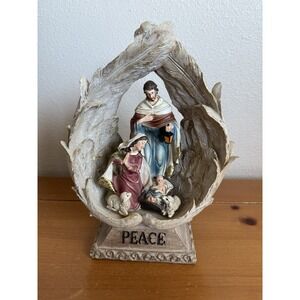 Roman Holy Family in Wings "Peace" Figurine 10.25in Resin Christmas Decor